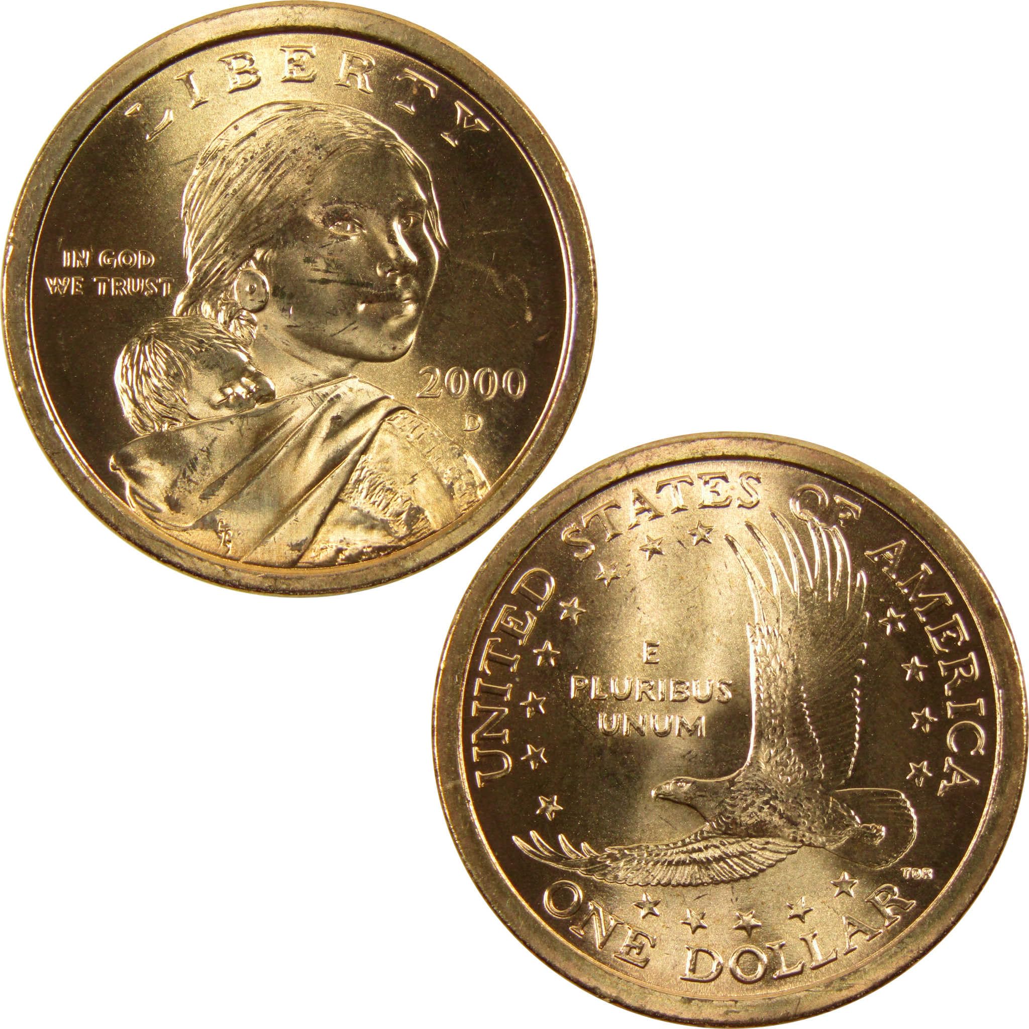 2000 D Sacagawea Native American Dollar BU Uncirculated $1 Coin at